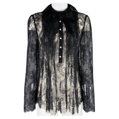 PHILOSOPHY di LORENZO SERAFINI Size M Black Lace Ruffle Blouse