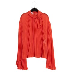 Philosophy Di Lorenzo Serafini Top FR38 Maxi Blusa Plisada Roja Top UK10 US8 NWT