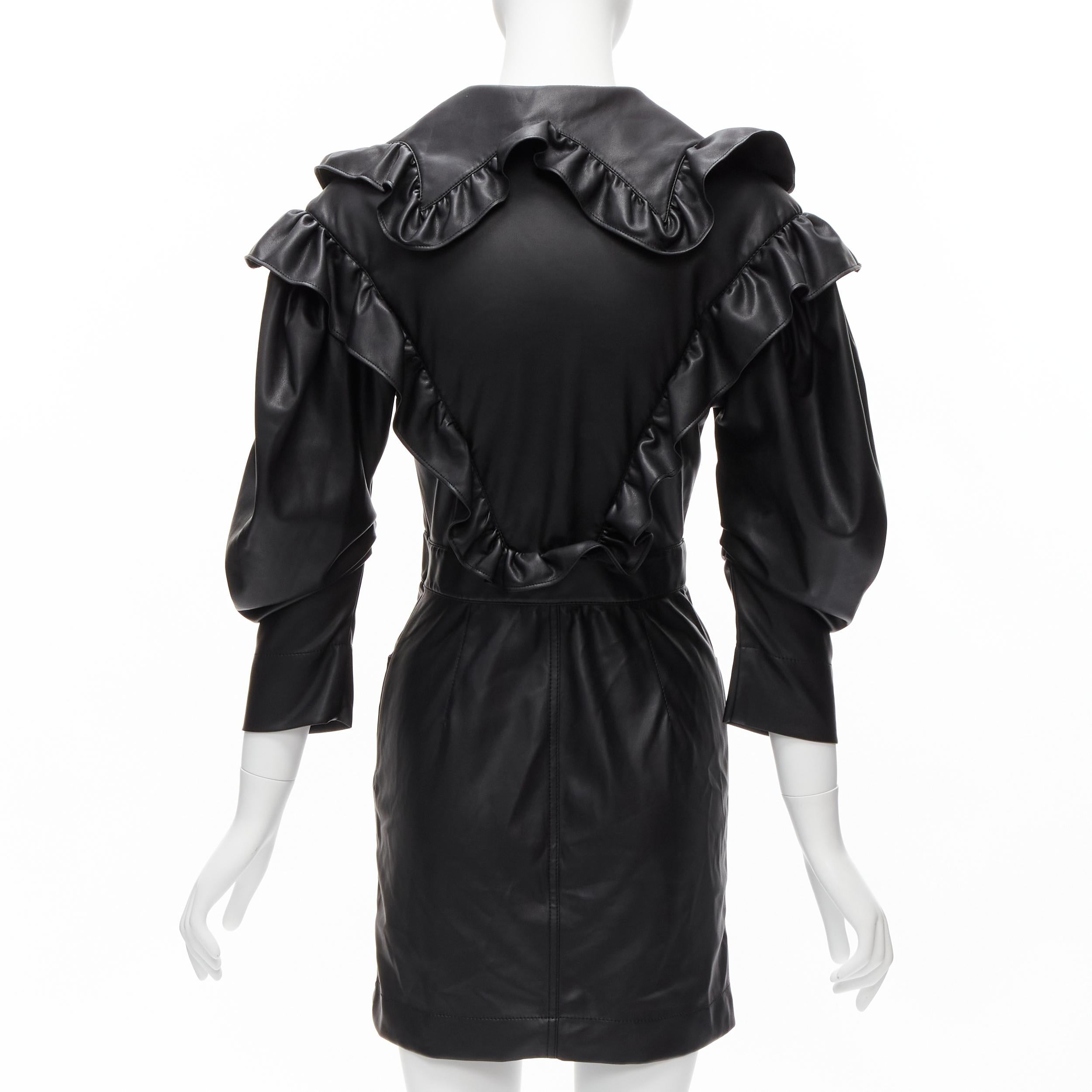 Women's PHILOSOPHY DI LORENZO SERAFINI  vegan leather Victorian ruffle mini dress IT38  For Sale