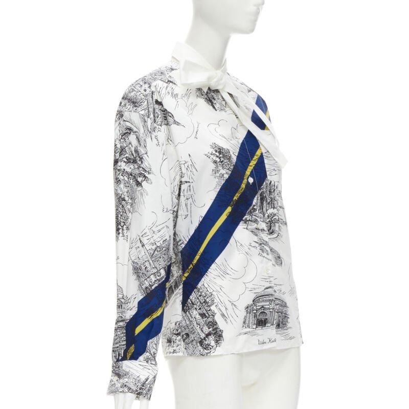 Gray PHILOSOPHY DI LORENZO SERAFINI white landmark illustration cotton shirt IT38 XS For Sale