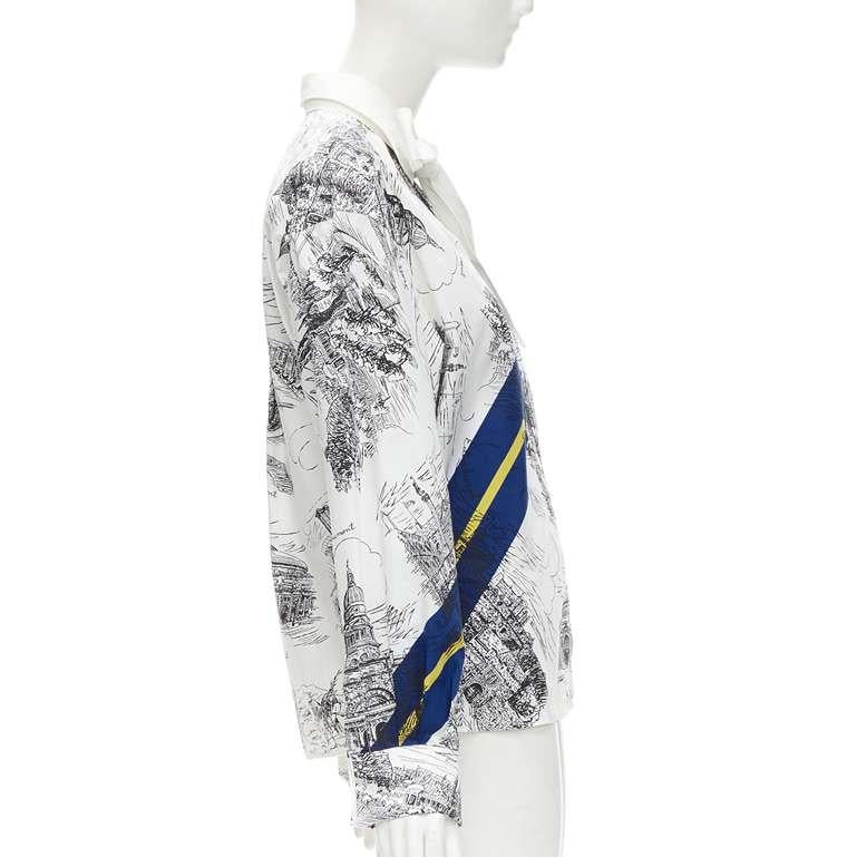 PHILOSOPHY DI LORENZO SERAFINI white landmark illustration cotton shirt IT38 XS In Excellent Condition For Sale In Hong Kong, NT