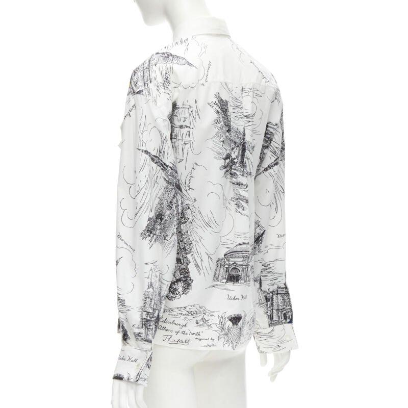 PHILOSOPHY DI LORENZO SERAFINI white landmark illustration cotton shirt IT38 XS For Sale 1