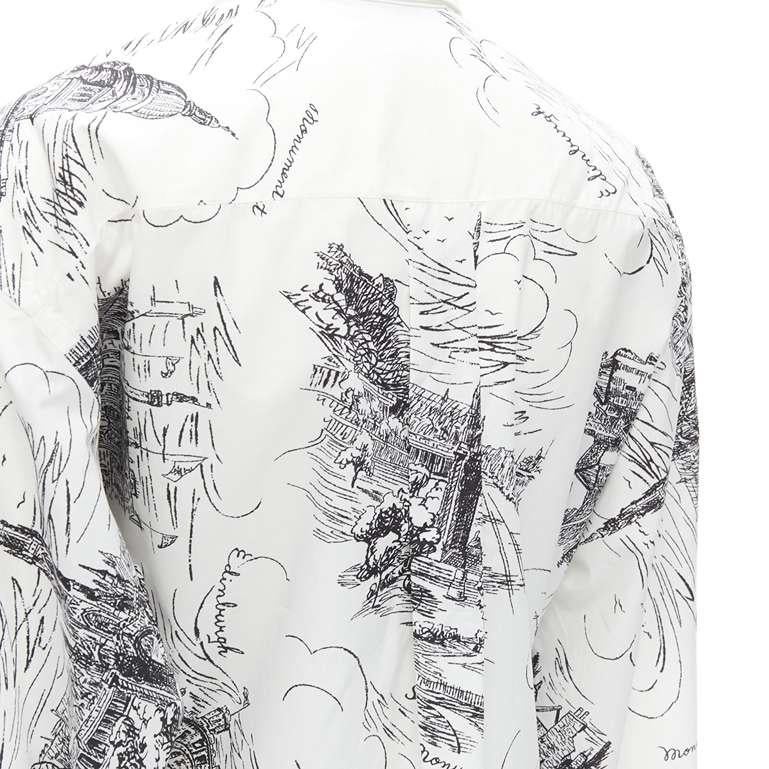 PHILOSOPHY DI LORENZO SERAFINI white landmark illustration cotton shirt IT38 XS For Sale 2