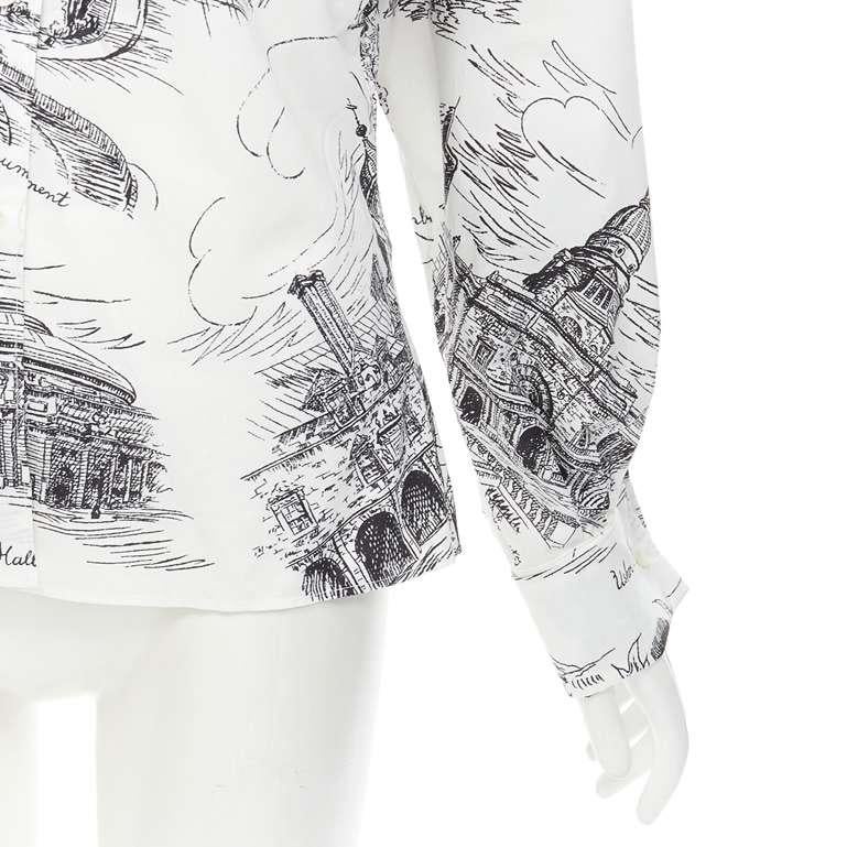 PHILOSOPHY DI LORENZO SERAFINI white landmark illustration cotton shirt IT38 XS For Sale 3
