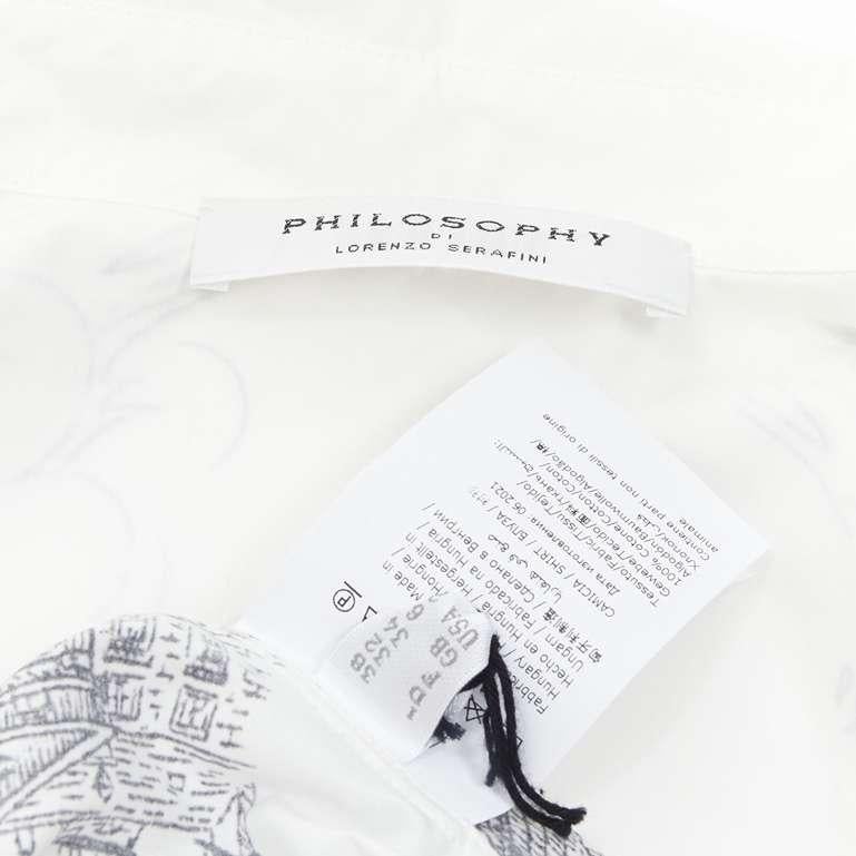 PHILOSOPHY DI LORENZO SERAFINI white landmark illustration cotton shirt IT38 XS For Sale 4