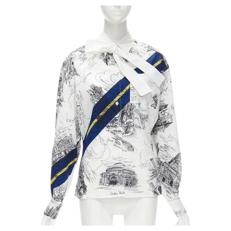 PHILOSOPHY DI LORENZO SERAFINI white landmark illustration cotton shirt IT38 XS For Sale