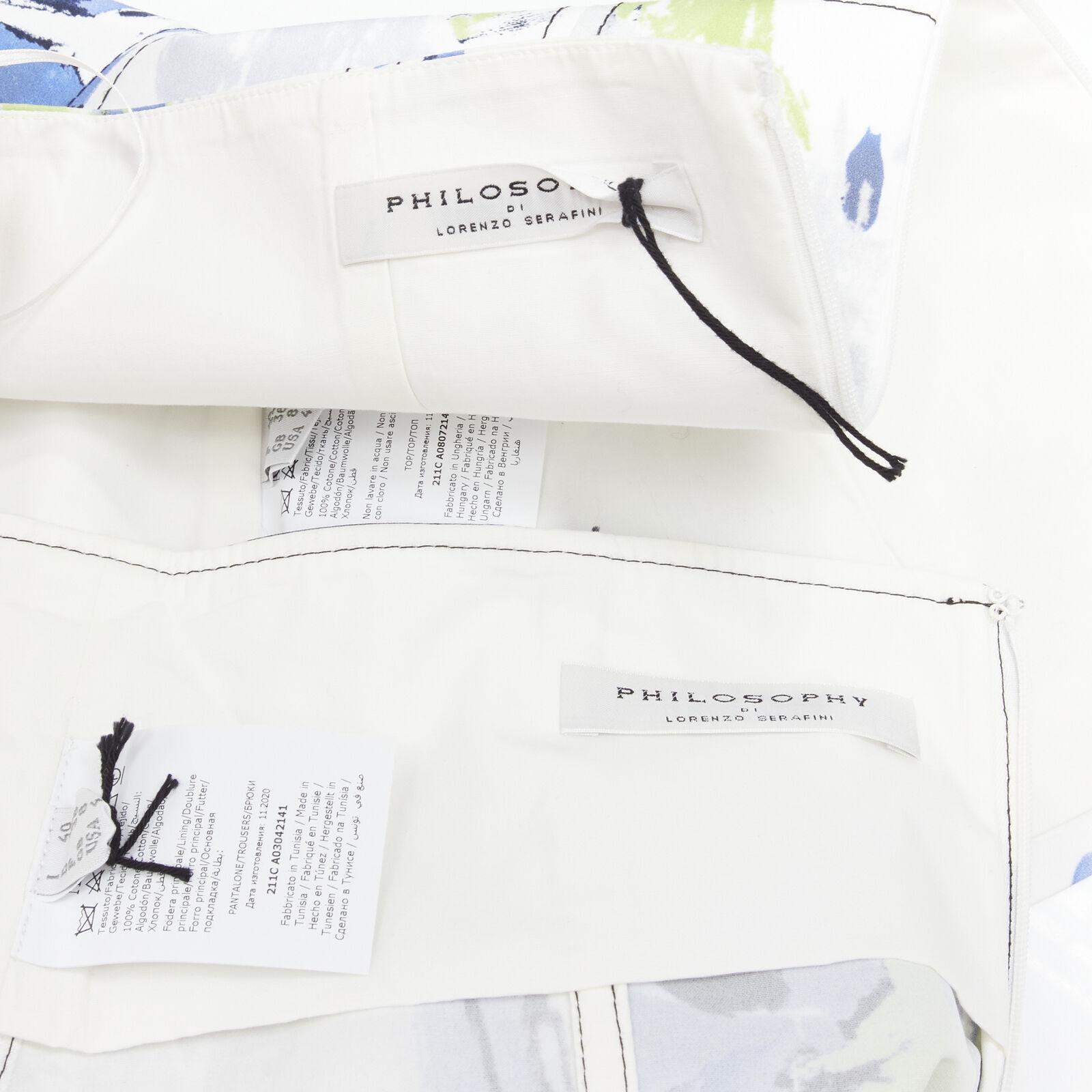 PHILOSOPHY DI LORENZO SERAFINI - Haut corset blanc imprimé éclaboussures, taille IT 40 XS en vente 5