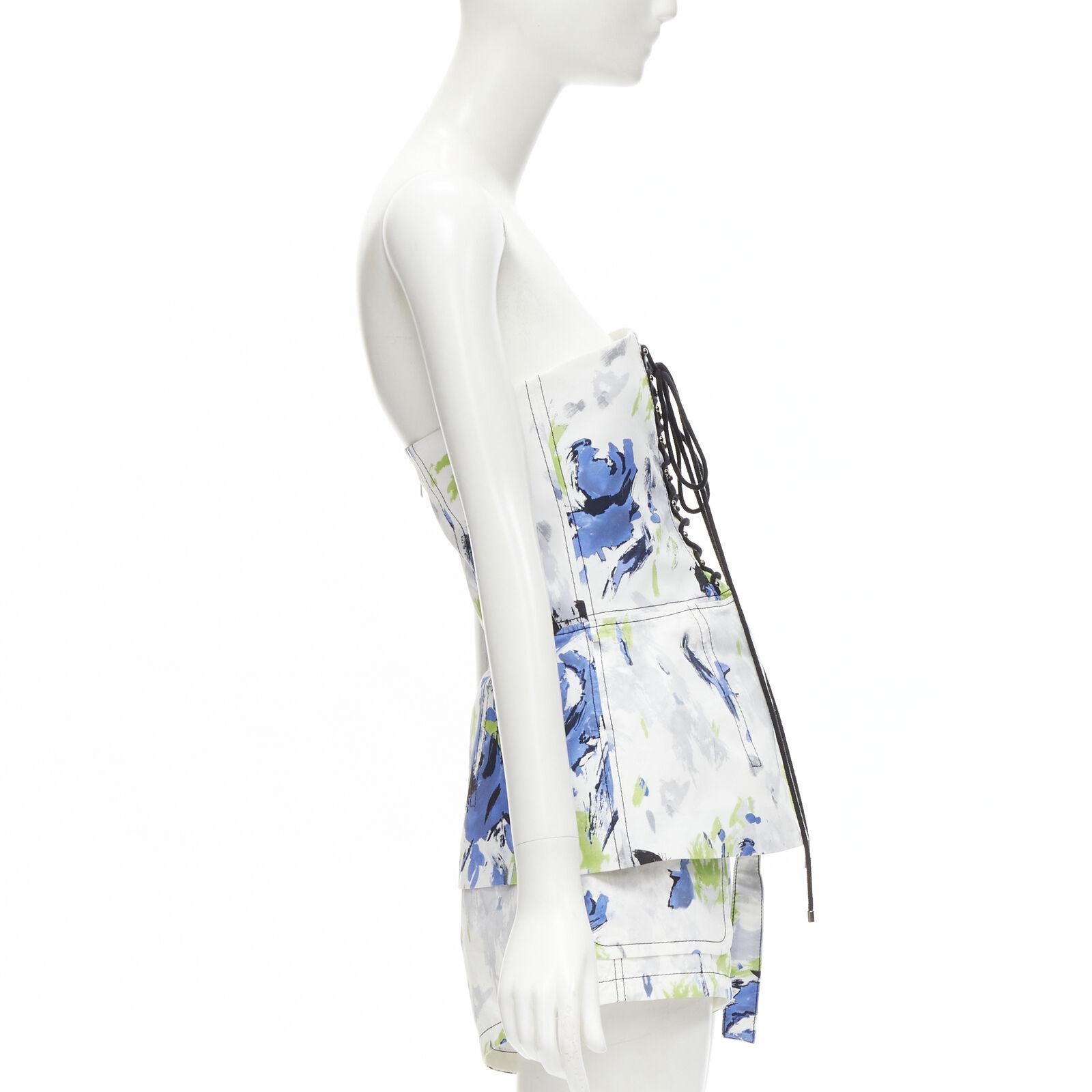 PHILOSOPHY DI LORENZO SERAFINI - Haut corset blanc imprimé éclaboussures, taille IT 40 XS Excellent état - En vente à Hong Kong, NT