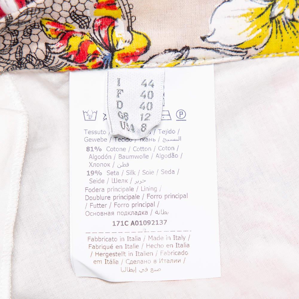 Philosophy Floral Printed Cotton & Silk Ruffled Asymmetric Hem Midi Skirt M In Good Condition For Sale In Dubai, Al Qouz 2