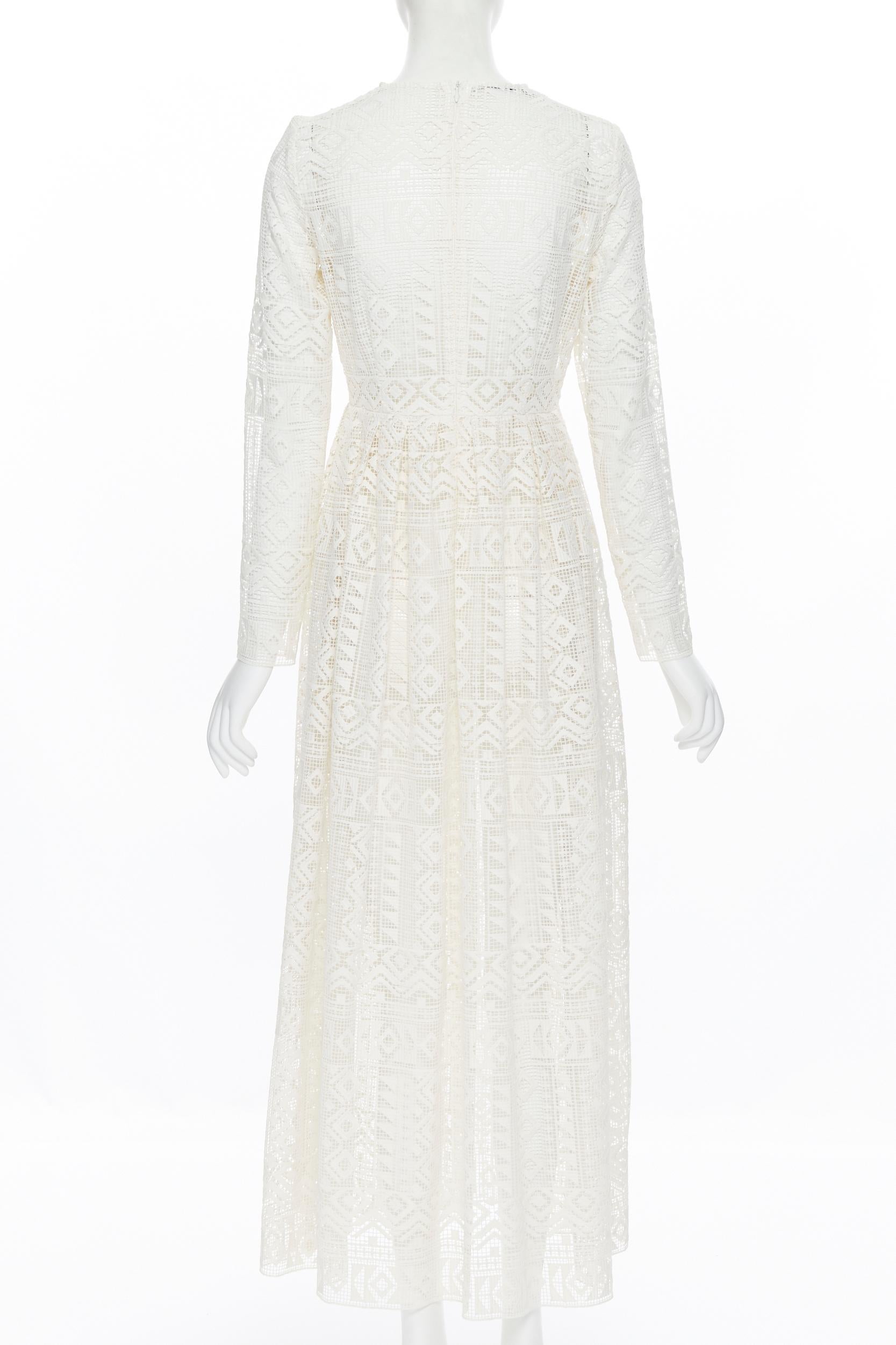 FILOSOFÍA LORENZO SERAFINI marfil étnico boho bordado anglais maxi vestido IT38 1