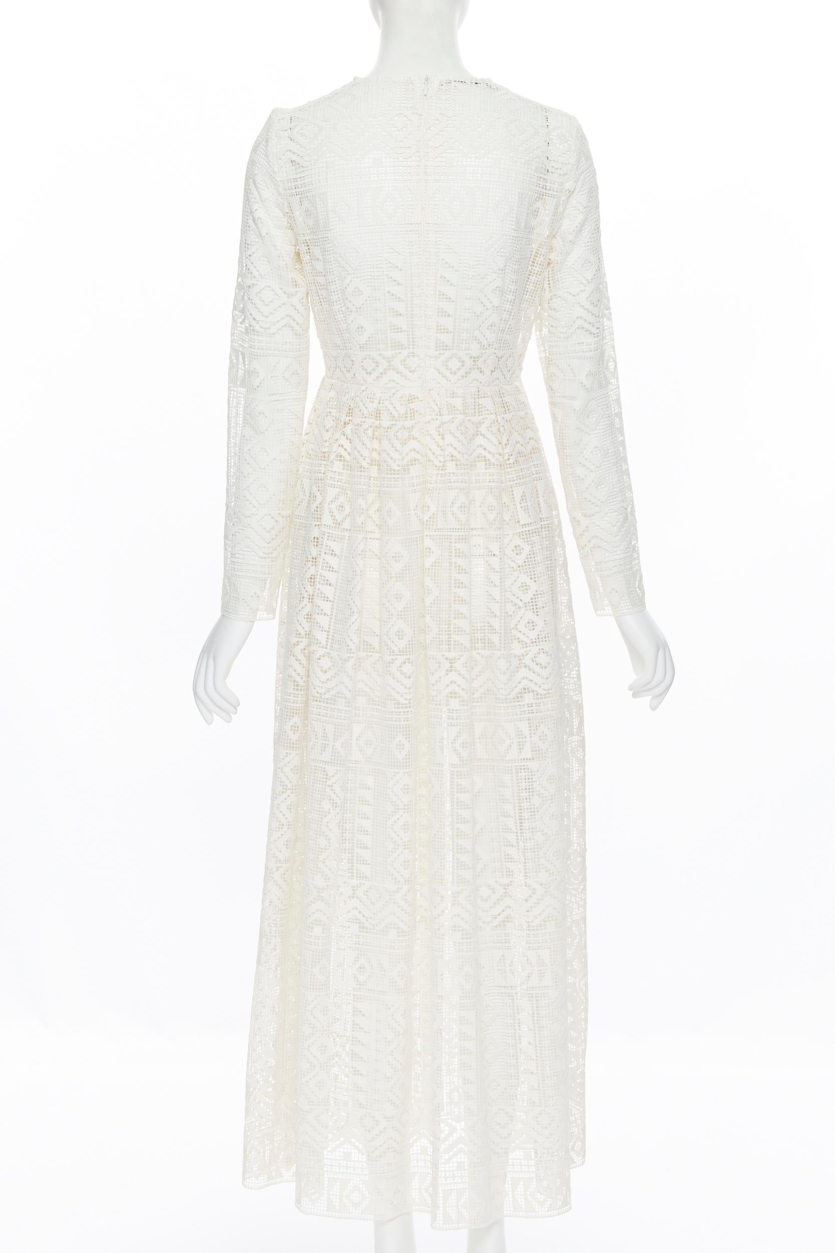 Beige PHILOSOPHY LORENZO SERAFINI ivory ethnic boho embroidery anglais maxi dress IT38