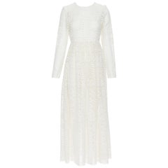 PHILOSOPHY LORENZO SERAFINI Elfenbeinfarbenes ethisches Maxikleid mit Boho-Stickerei anglais IT38