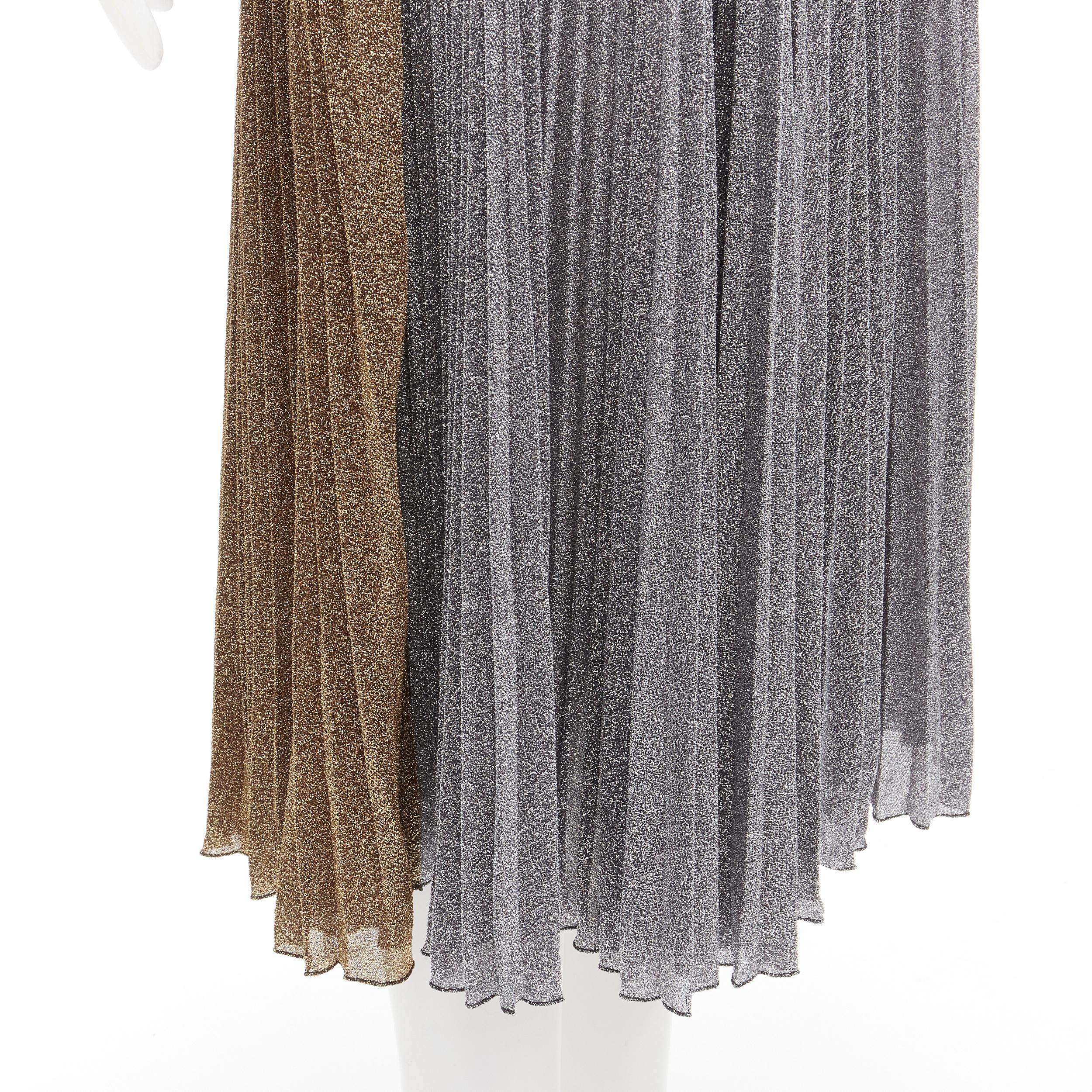 PHILOSOPHY LORENZO SERAFINI metallic gold silver lurex turtleneck skirt set S For Sale 7
