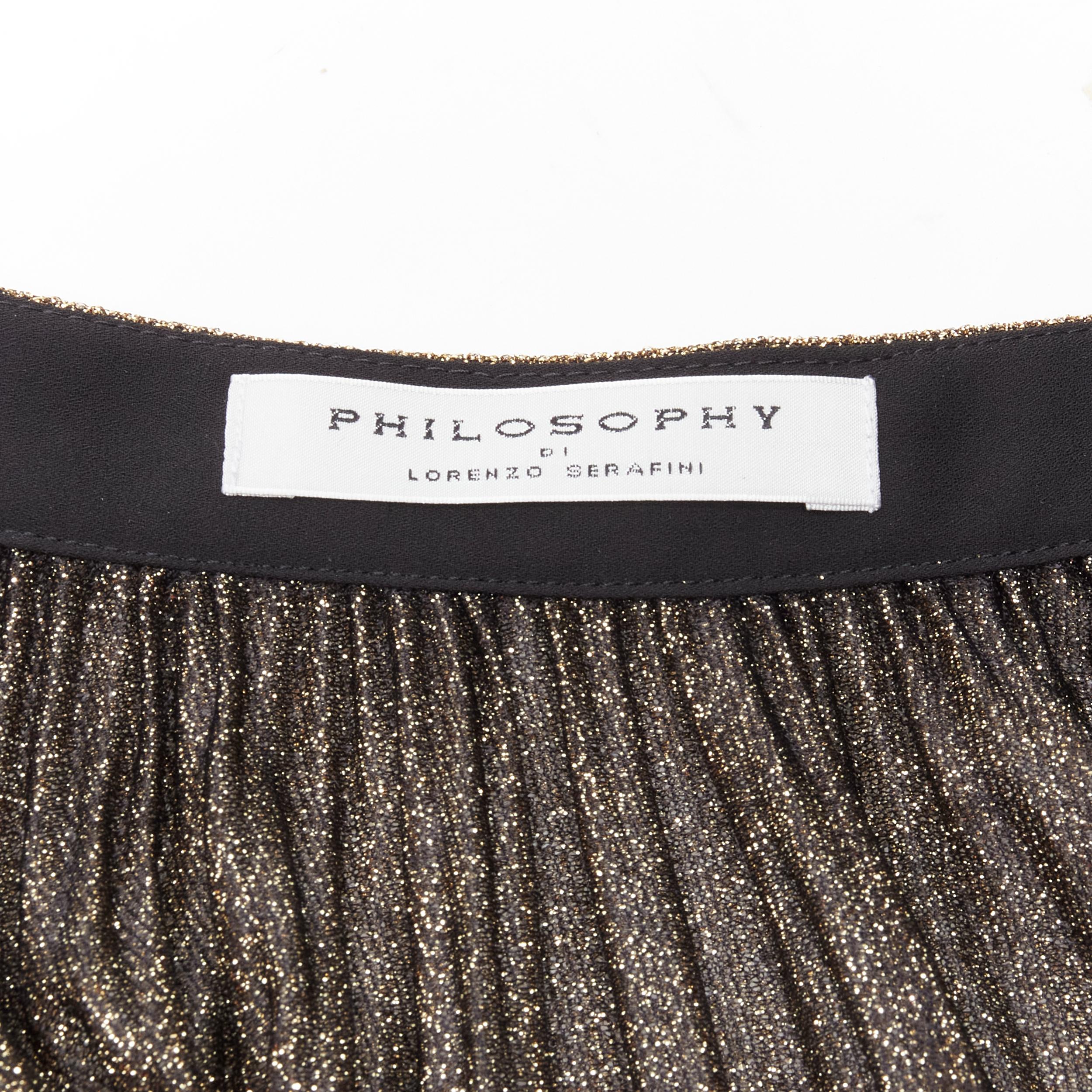 PHILOSOPHY LORENZO SERAFINI metallic gold silver lurex turtleneck skirt set S For Sale 8