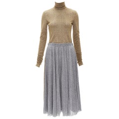 PHILOSOPHY LORENZO SERAFINI Rollkragenrock-Set aus Metallic-Gold und Silber Lurex S