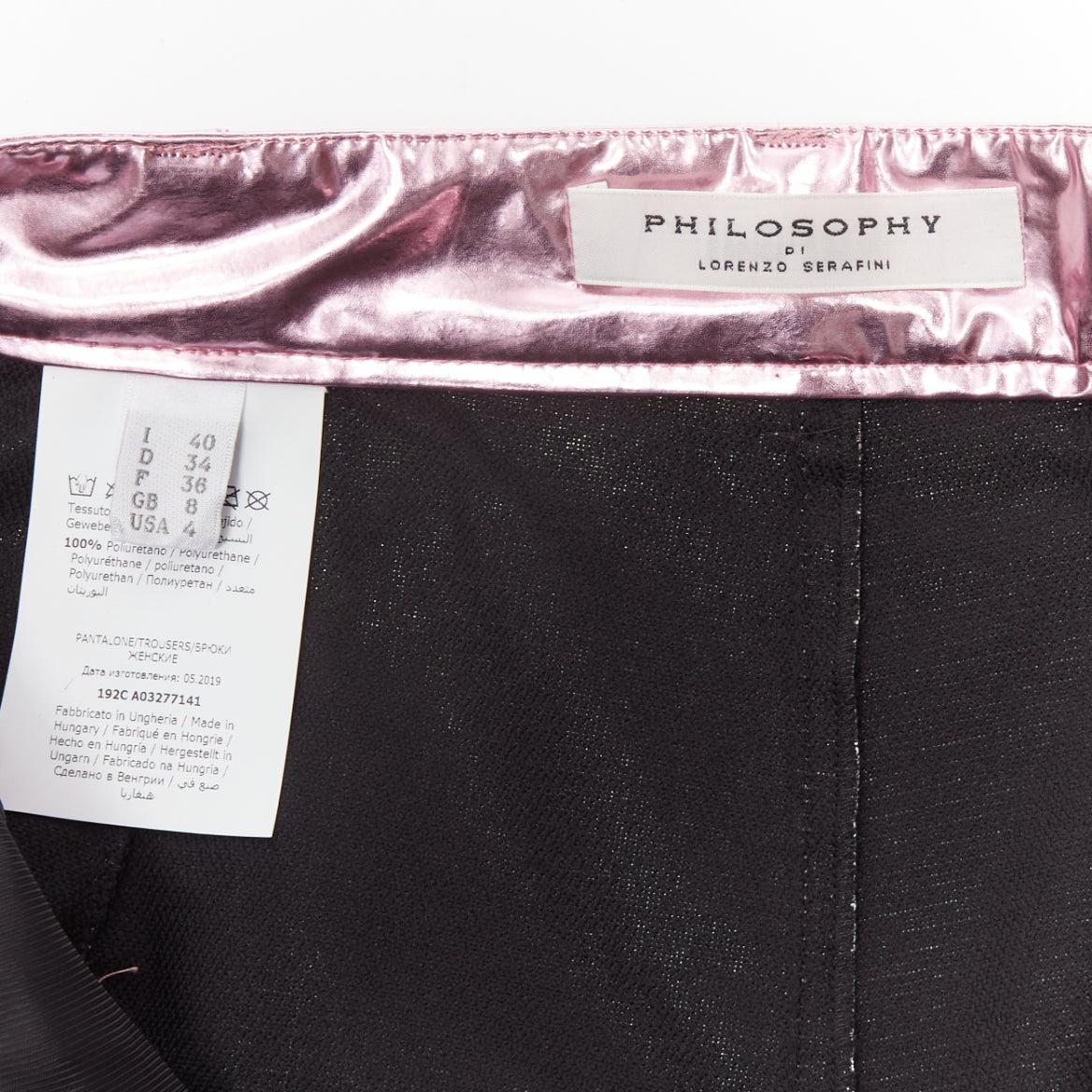 PHILOSOPHY LORENZO SERAFINI metallic pink PU high waisted cuffed shorts IT40 XS For Sale 4