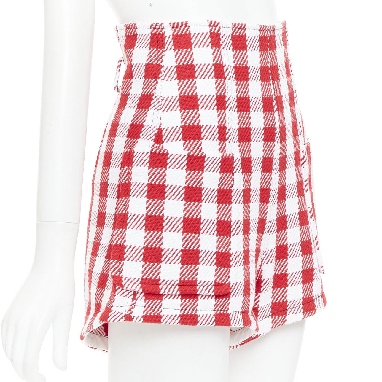 Blanc PHILOSOPHY Lorenzo Serafini short taille haute en coton mélangé à carreaux blancs IT38 XS en vente
