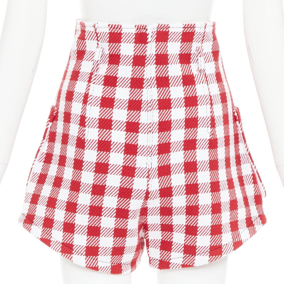 PHILOSOPHY Lorenzo Serafini short taille haute en coton mélangé à carreaux blancs IT38 XS Pour femmes en vente