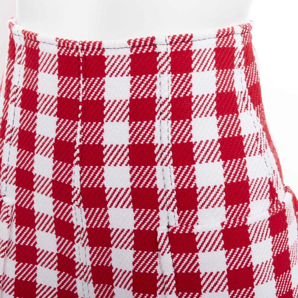 PHILOSOPHY Lorenzo Serafini short taille haute en coton mélangé à carreaux blancs IT38 XS en vente 2