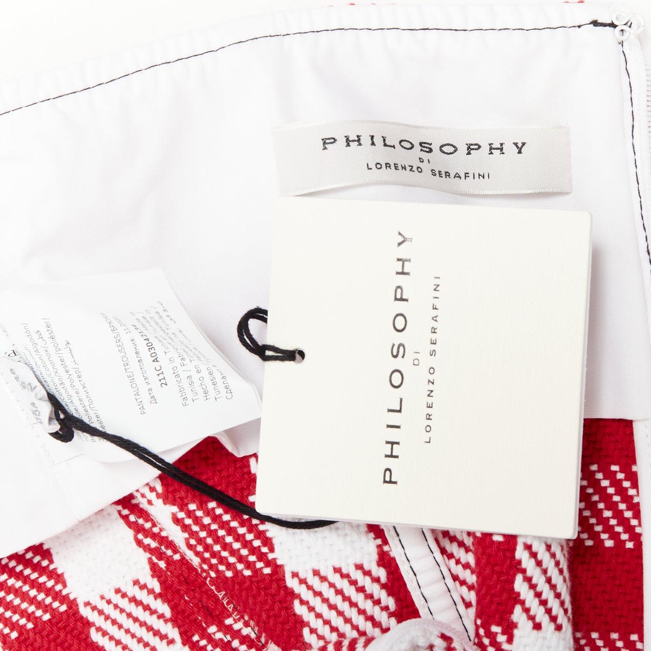 PHILOSOPHY Lorenzo Serafini short taille haute en coton mélangé à carreaux blancs IT38 XS en vente 3