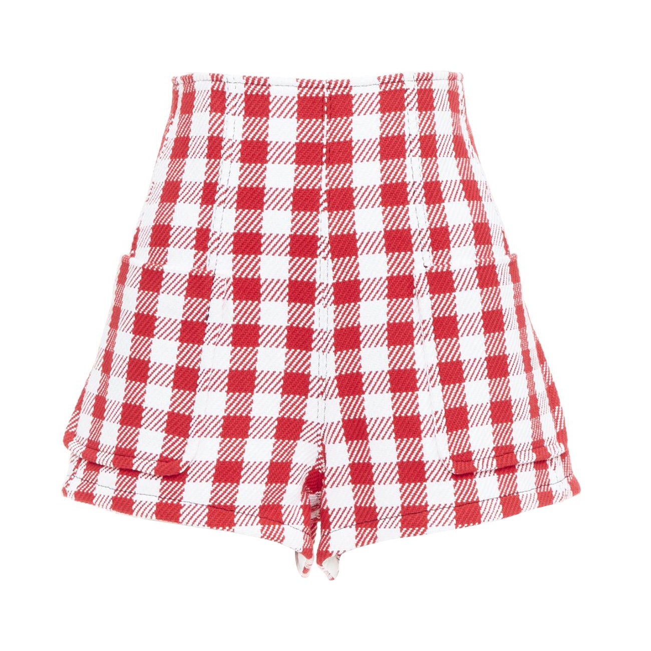 PHILOSOPHY Lorenzo Serafini short taille haute en coton mélangé à carreaux blancs IT38 XS en vente