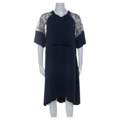 Philosophy Navy Blue Lace Detail Layered Shift Dress M