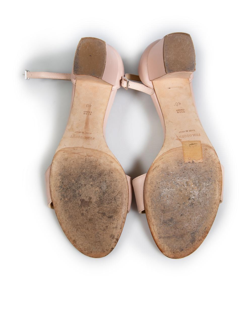 Philosophy Pink Leather Heeled Sandals Size IT 40 In Good Condition For Sale In London, GB