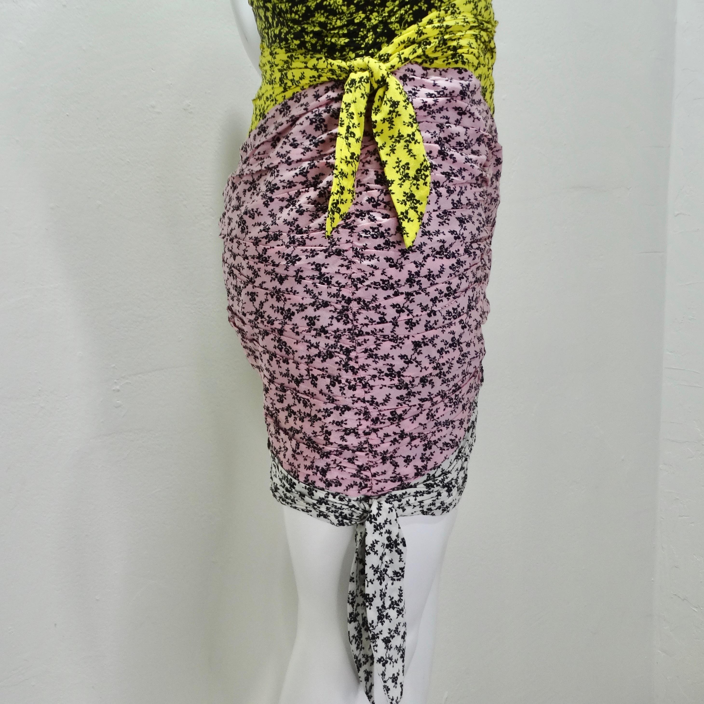 Philosophy Silk Strapless Floral Ruched Dress In Excellent Condition For Sale In Scottsdale, AZ