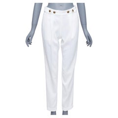 PHILOSOPHY white bronze crest buttons pleated tapered pants IT38 XS