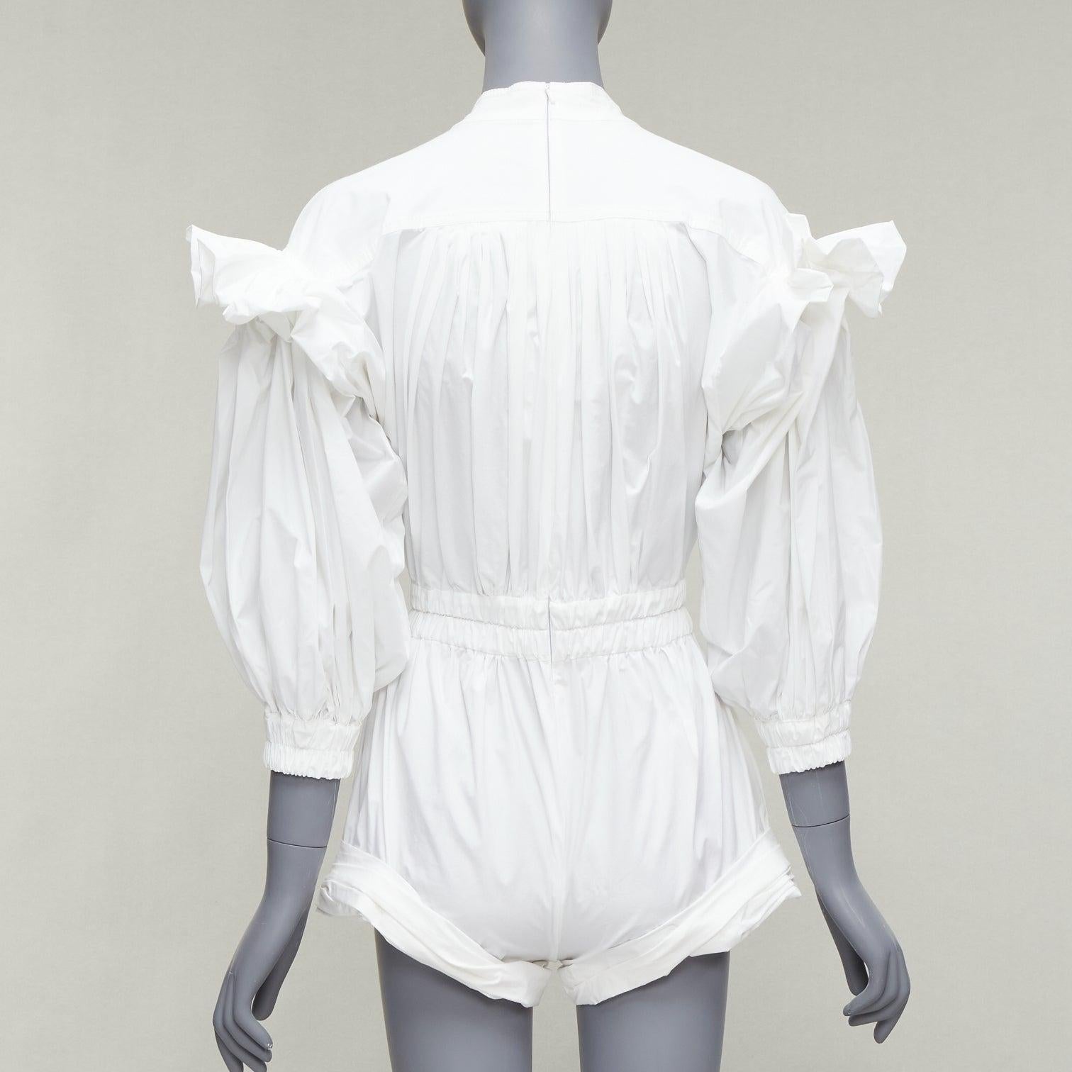 Women's PHILOSOPHY white cotton blend volume wing sleeve roll leg V-neck romper IT38 XS For Sale