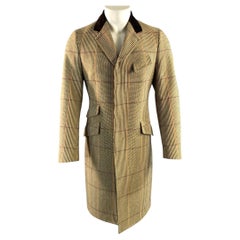 PHINEAS COLE Size 38 Brown Tan Tartan Wool Peacoat Coat