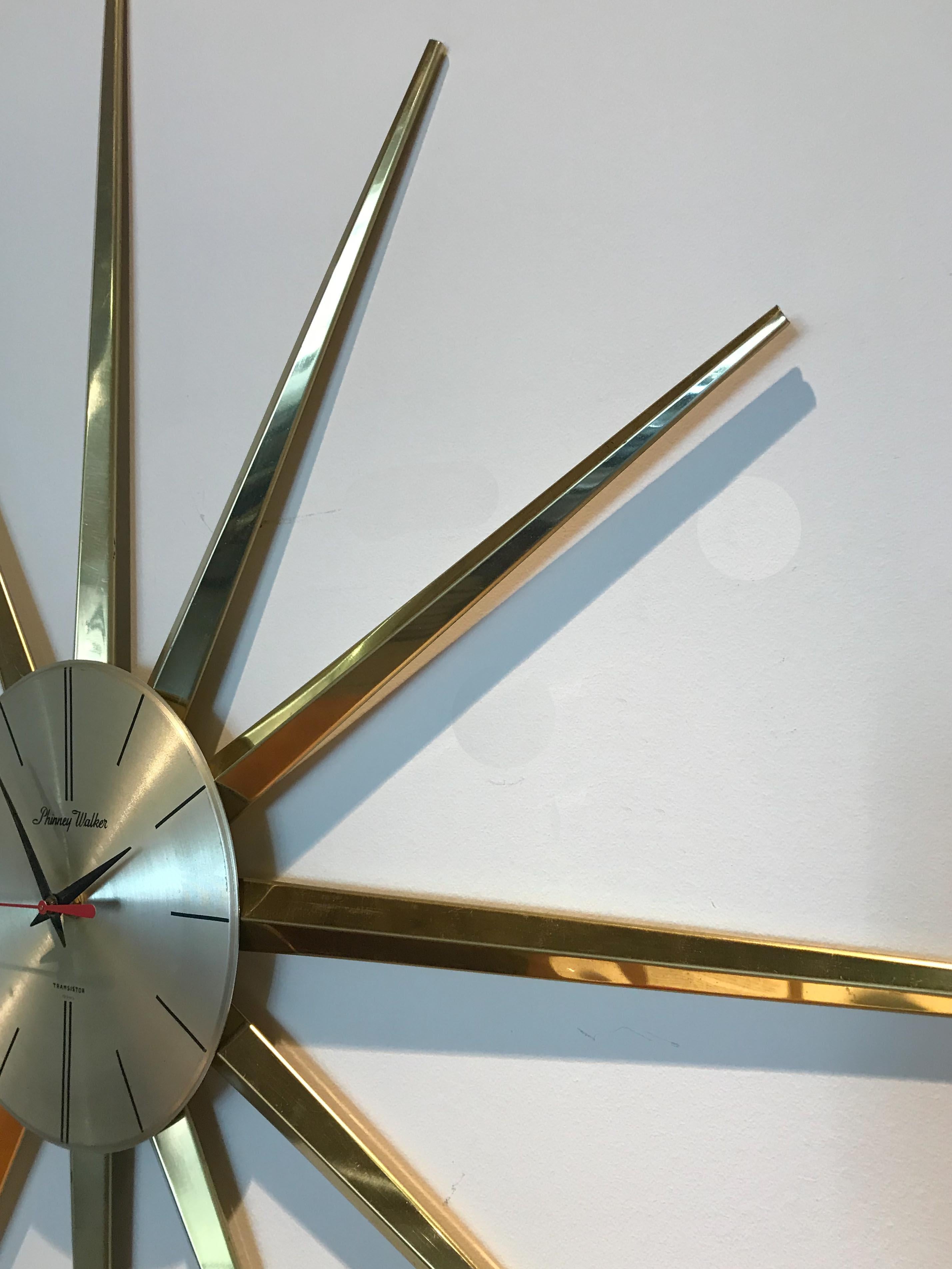 Mid-Century Modern Phinney Walker Starburst Clock For Sale