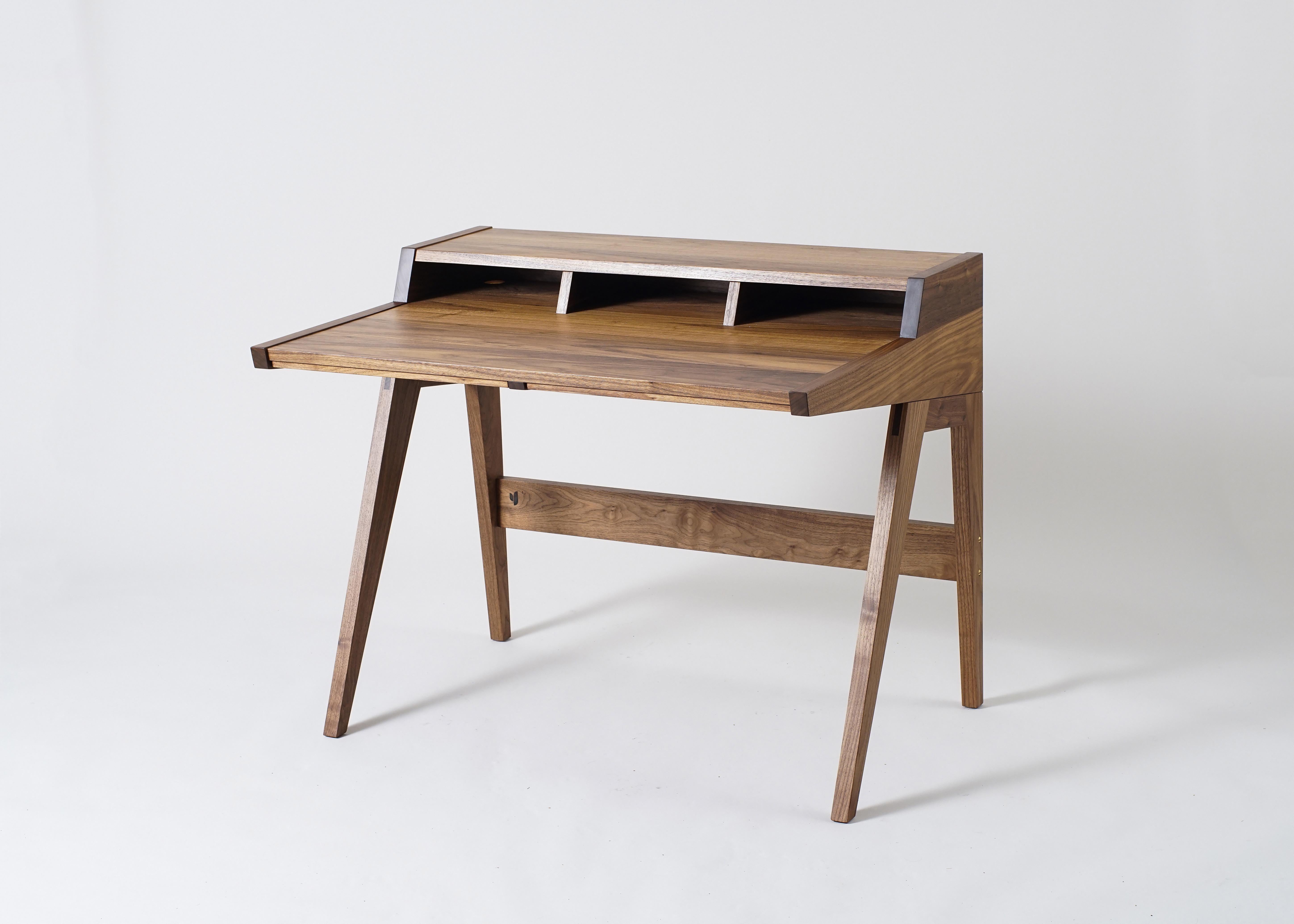 Phloem Studio Laura Desk, Handmade Modern Secretary Desk in Walnut or White Oak In New Condition For Sale In Stevenson, WA