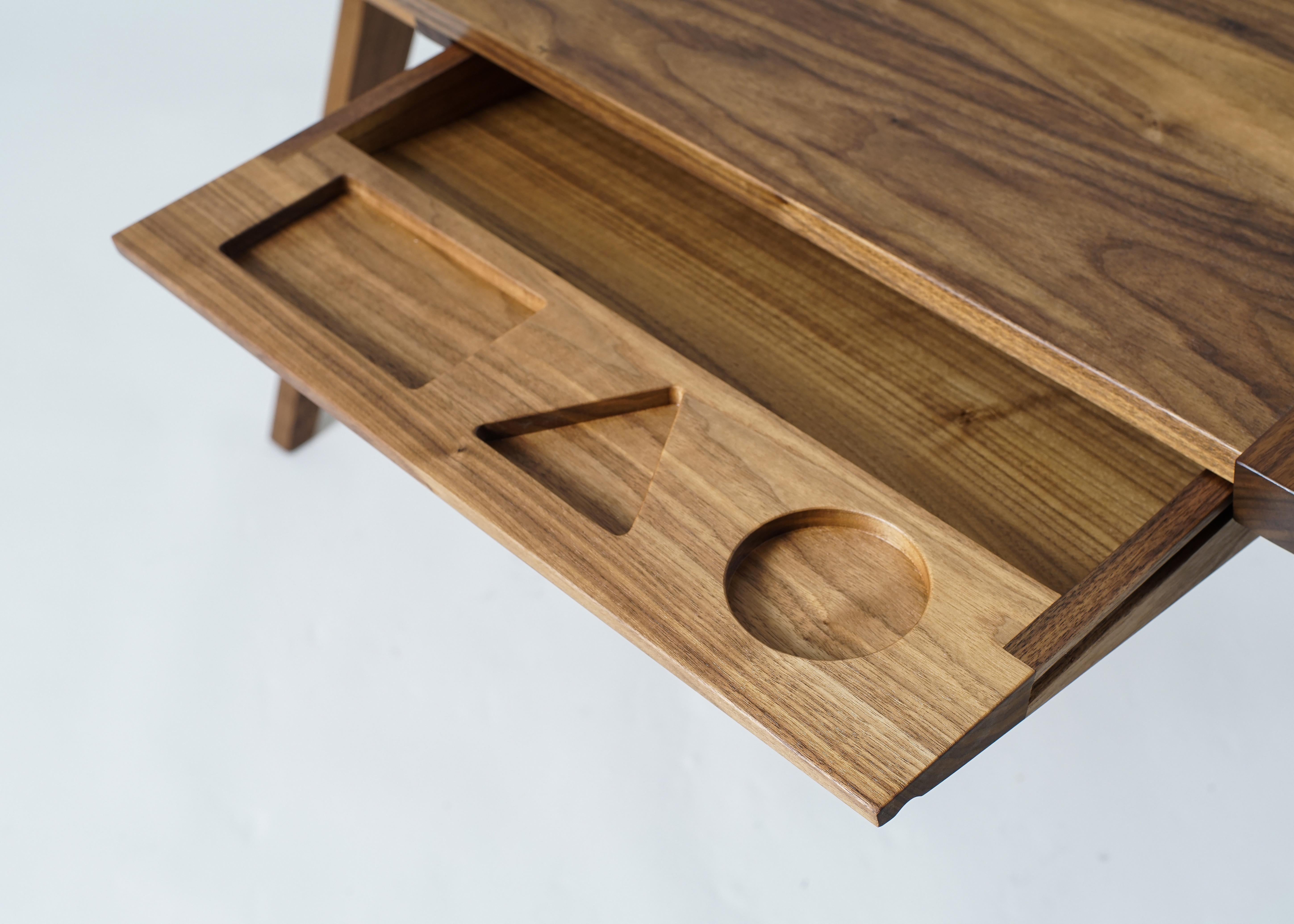 Contemporary Phloem Studio Laura Desk, Handmade Modern Secretary Desk in Walnut or White Oak For Sale