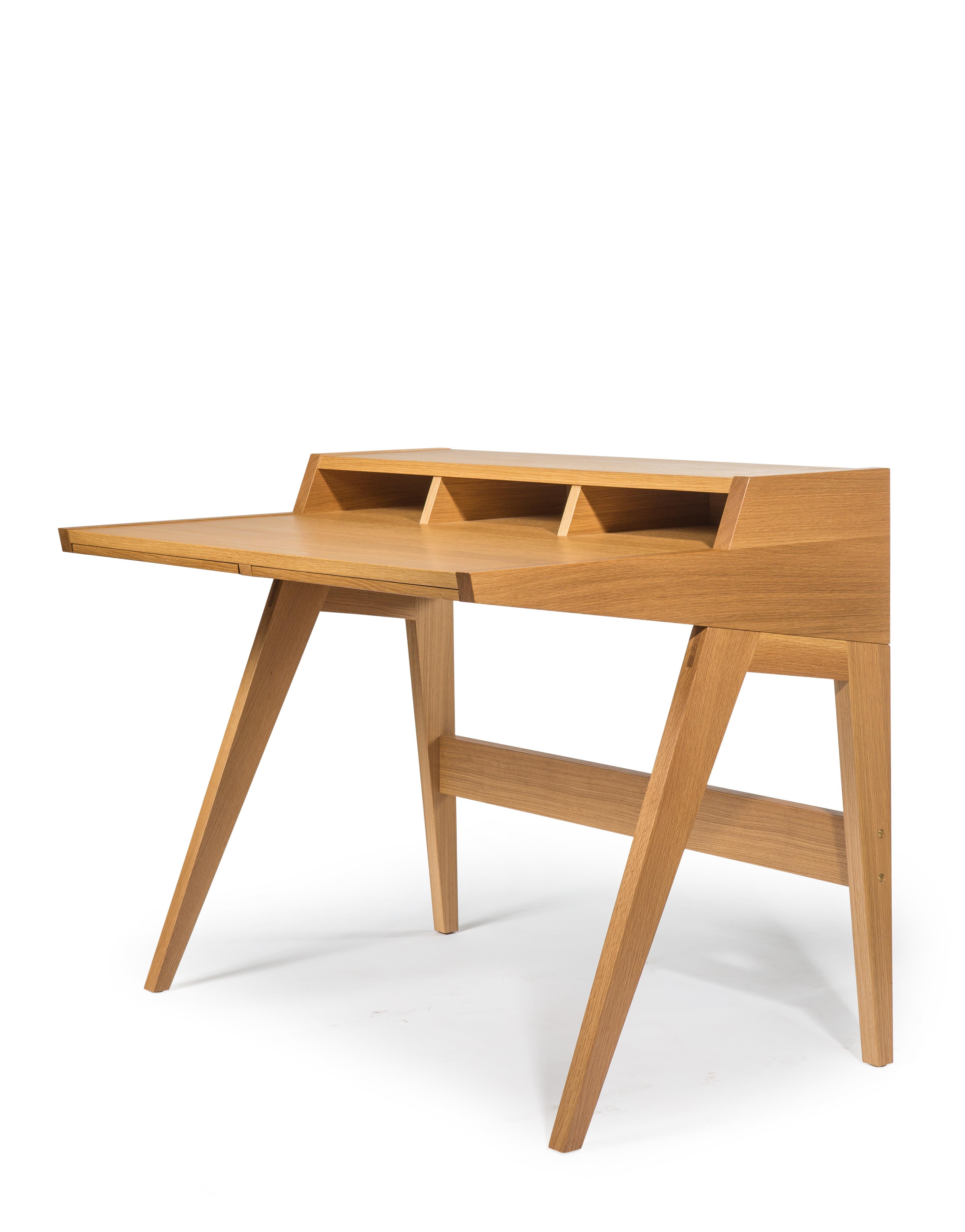 Phloem Studio Laura Desk, Handmade Modern Secretary Desk in Walnut or White Oak For Sale 2