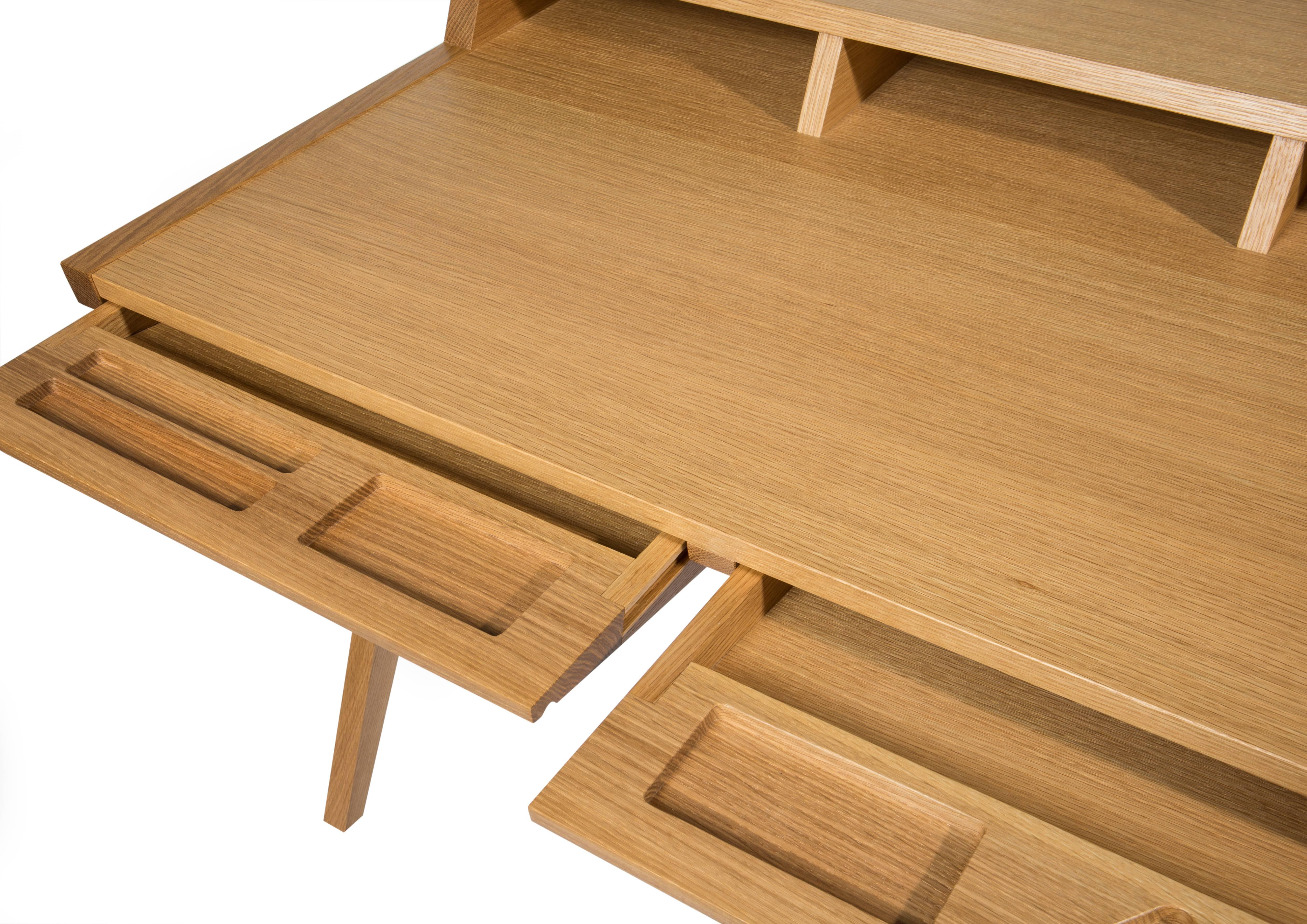 Phloem Studio Laura Desk, Handmade Modern Secretary Desk in Walnut or White Oak For Sale 4