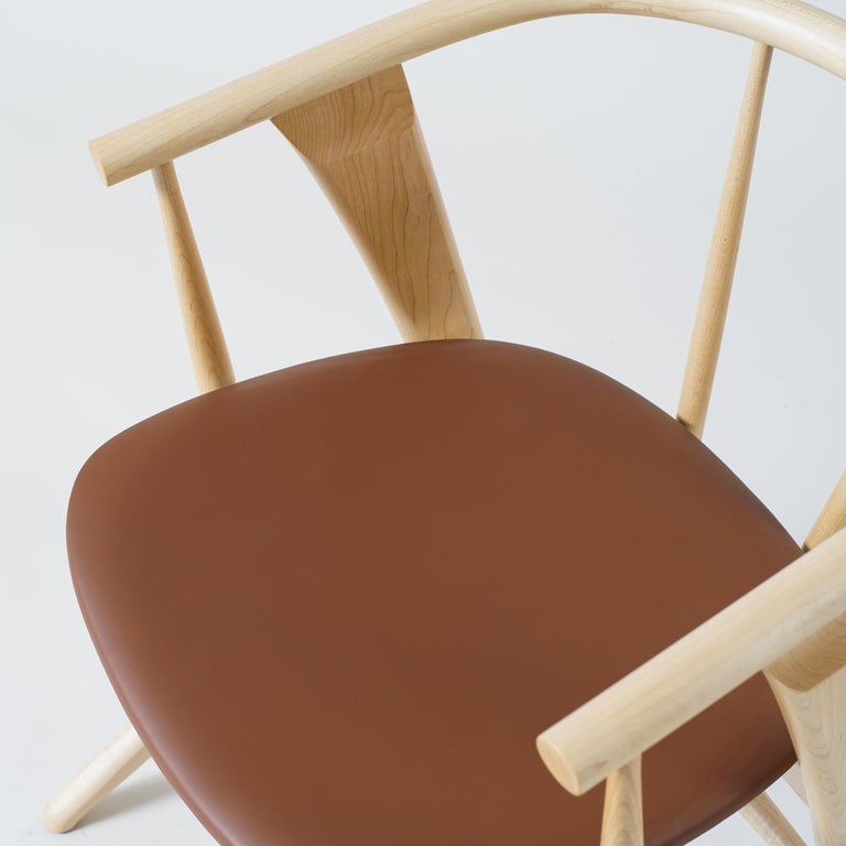 Phloem Studio Zoe Chair, Modern Maple Dining Chair with Leather