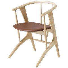 Phloem Studio Zoe Chair, Modern Maple Dining Chair with Leather Upholstery