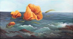 „Crossing California“ – Originelles, stimmungsvolles Ölgemälde auf Leinwand mit Meereslandschaft