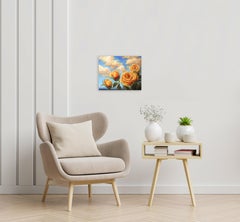 «Rose Delight»: pintura al óleo sobre lienzo que representa un paisaje floral original y evocador