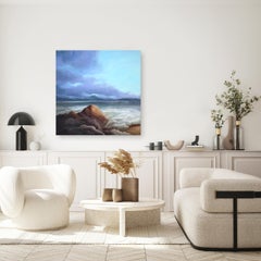 «Turning Tide»: pintura al óleo sobre lienzo original que representa un evocador paisaje marino