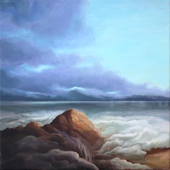 «Turning Tide»: pintura al óleo sobre lienzo original que representa un evocador paisaje marino