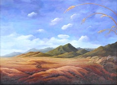 «Where I'm Bound»: pintura al óleo original sobre lienzo con un paisaje atmosférico y vibrante