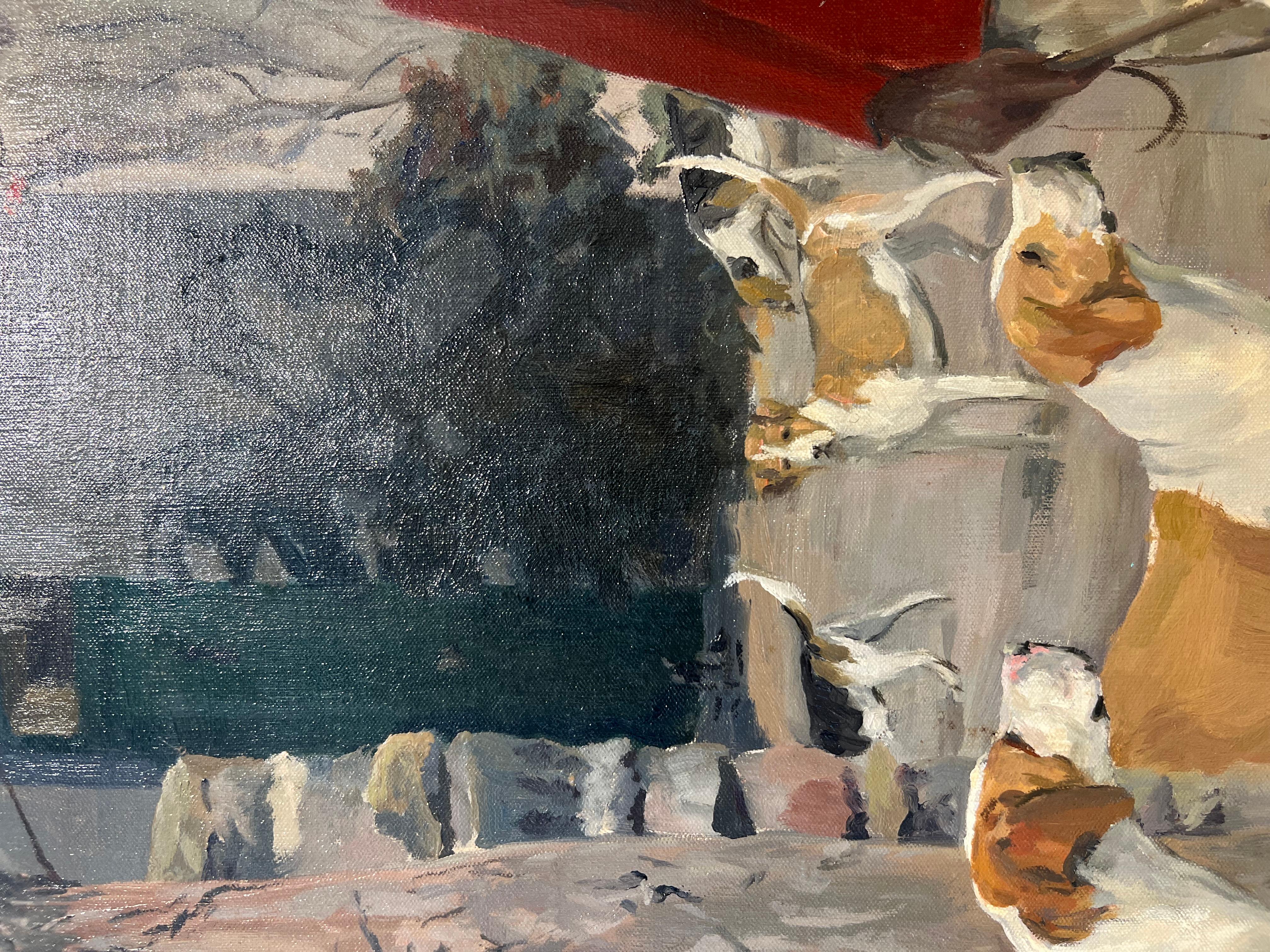 L.H. Smith Esq. Master Island Foxhounds - Painting by Phoebe Donovan