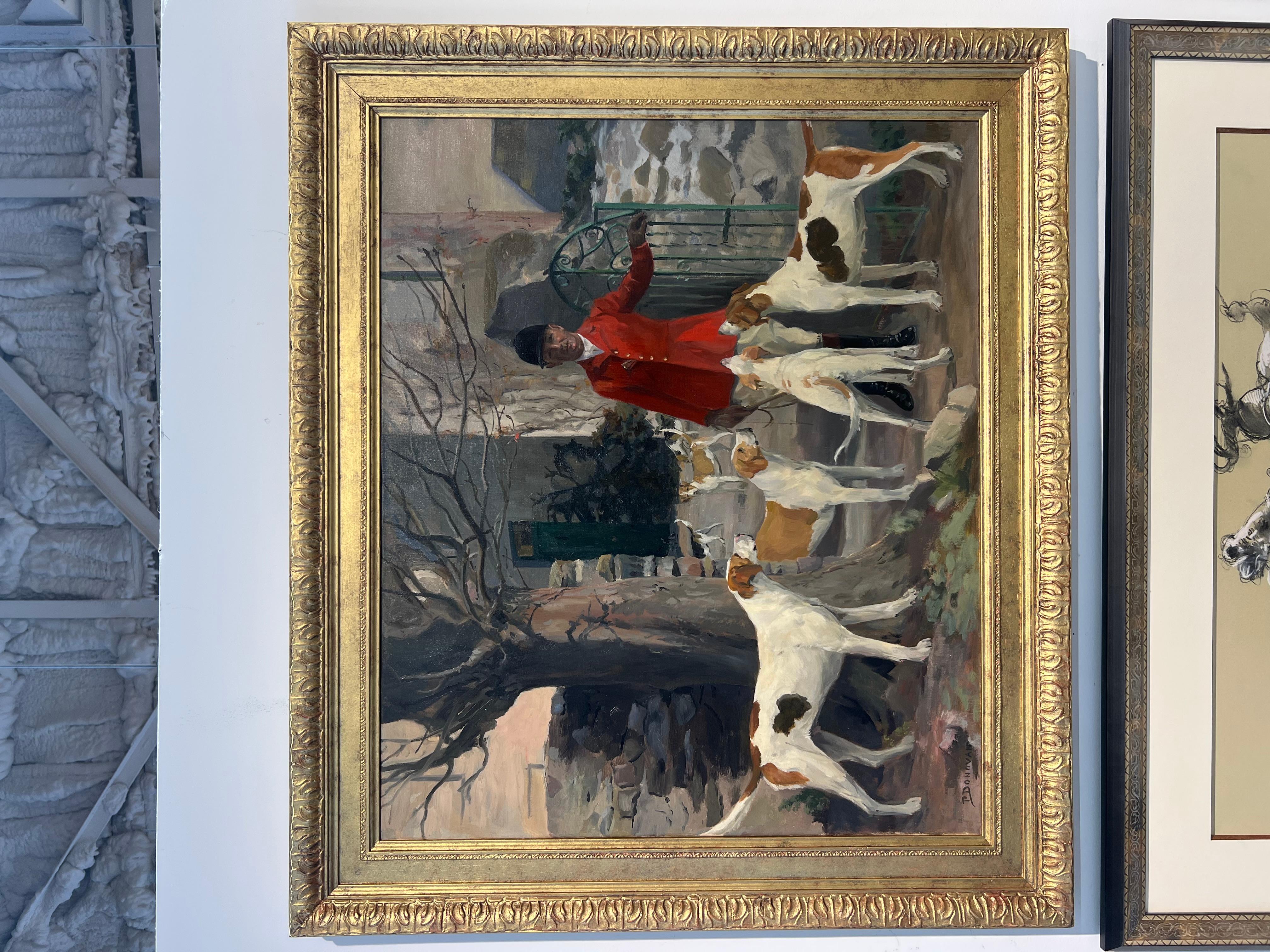 L.H. Smith Esq. Master Island Foxhounds - Black Animal Painting by Phoebe Donovan