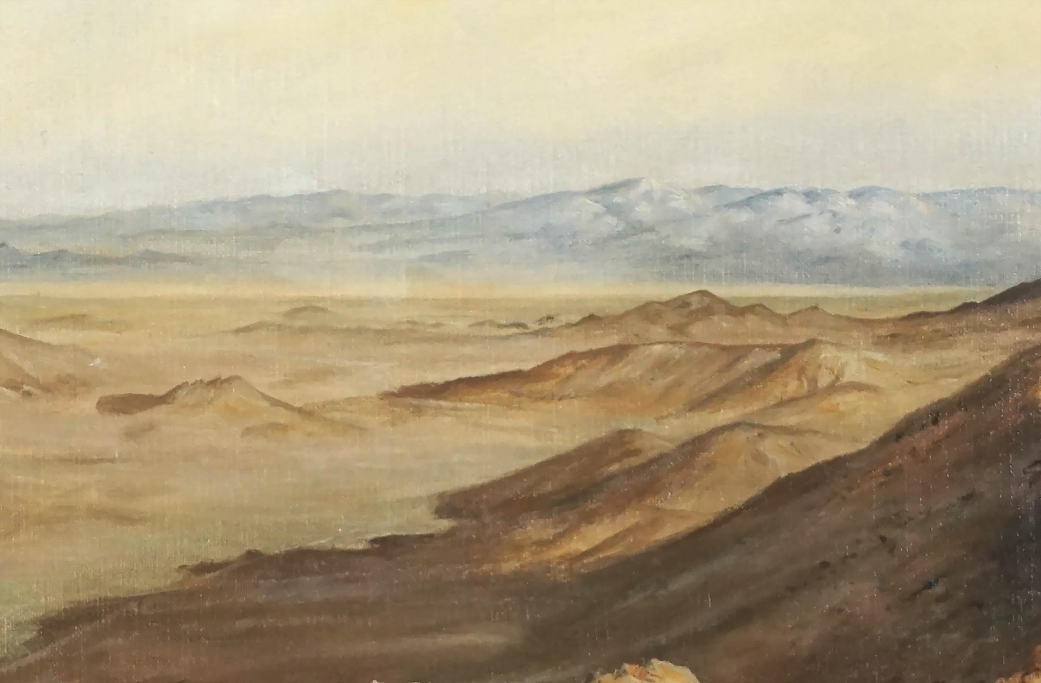 Huile originale du milieu du siècle Paysage de plein air de l'ouest du Nevada - Painting de Phoebe K. Higgins