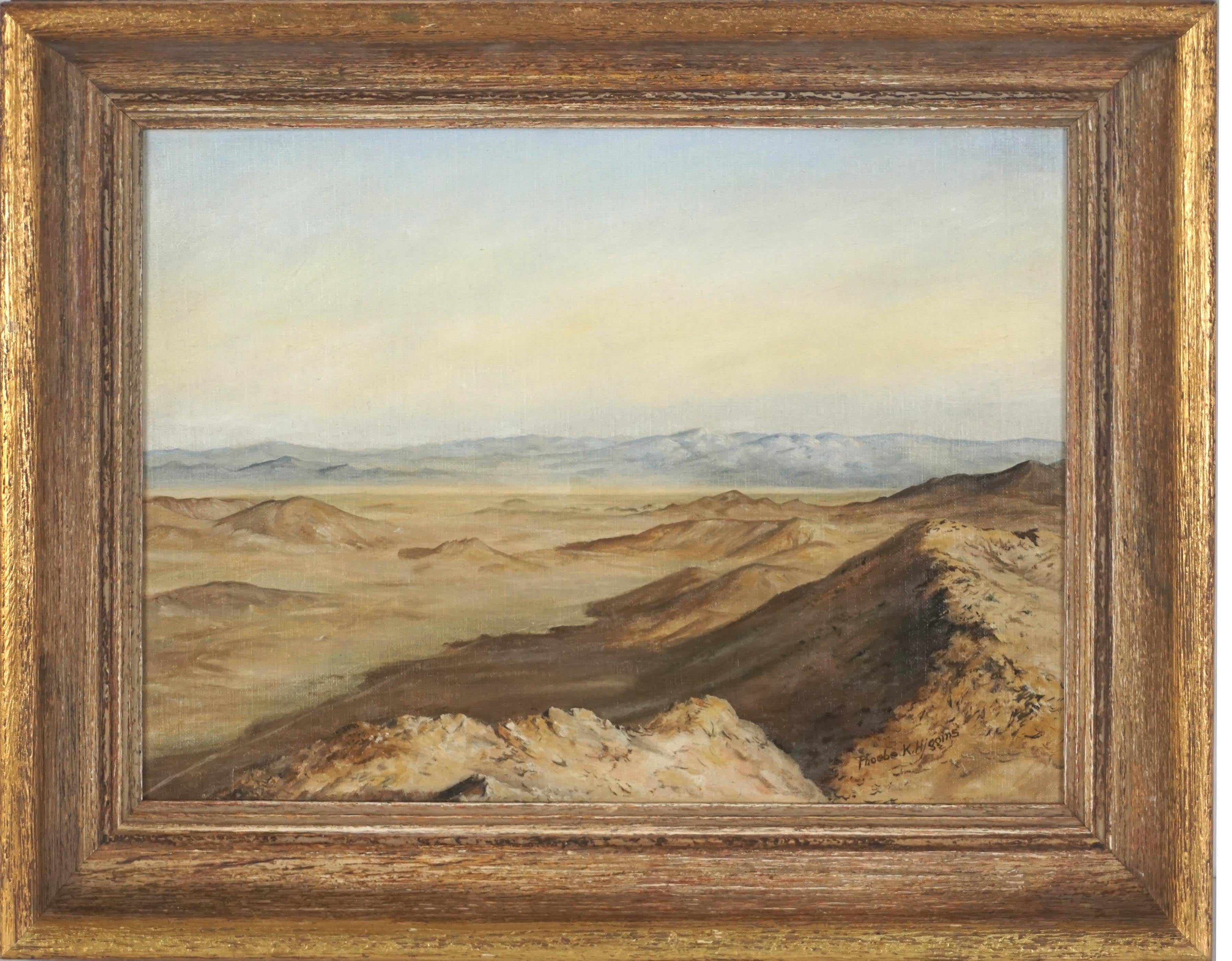 Landscape Painting Phoebe K. Higgins - Huile originale du milieu du siècle Paysage de plein air de l'ouest du Nevada