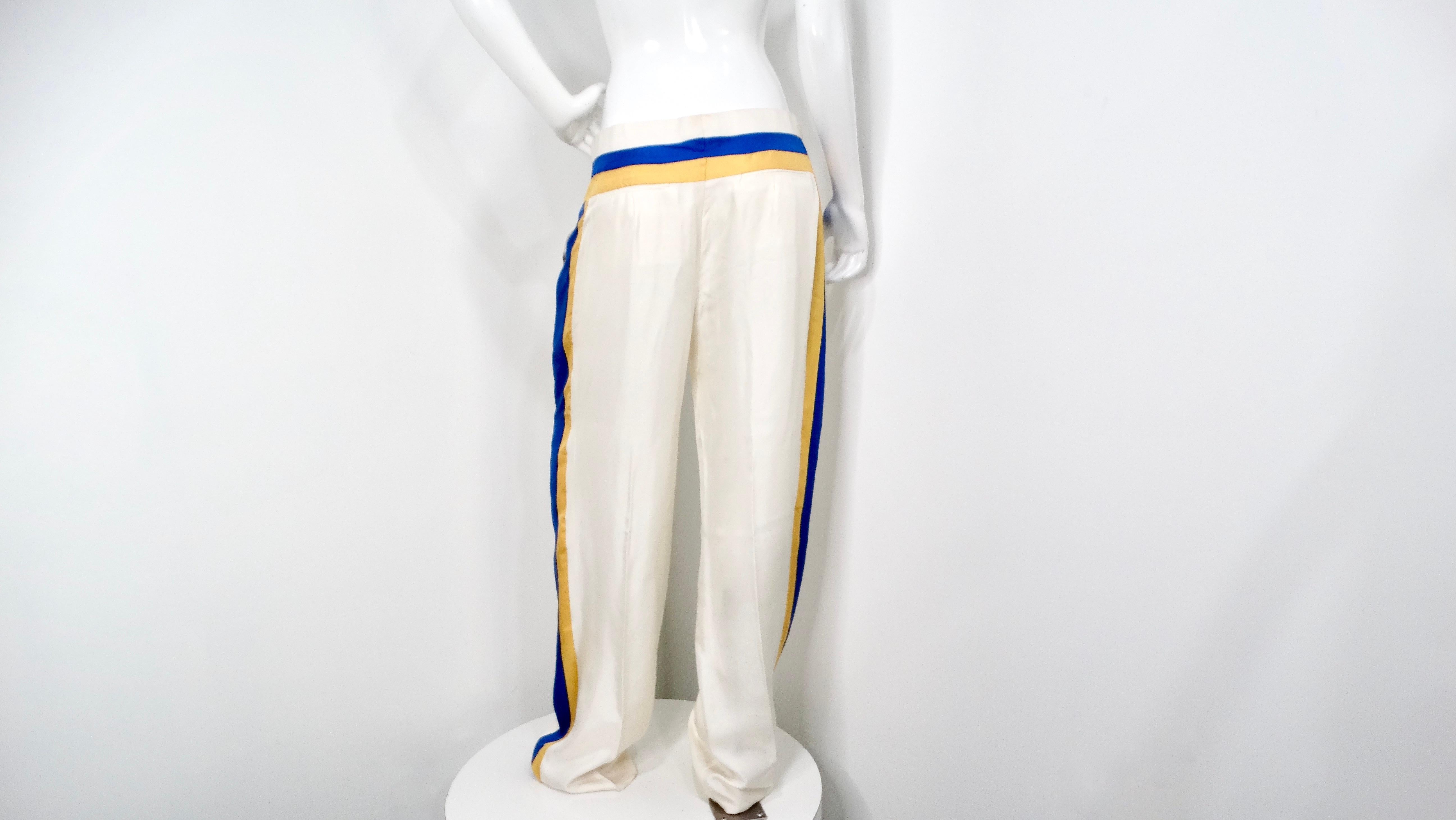 Donna Phoebe Philo per Celine 2011: abito a righe di seta bianco sporco e pantaloni in vendita