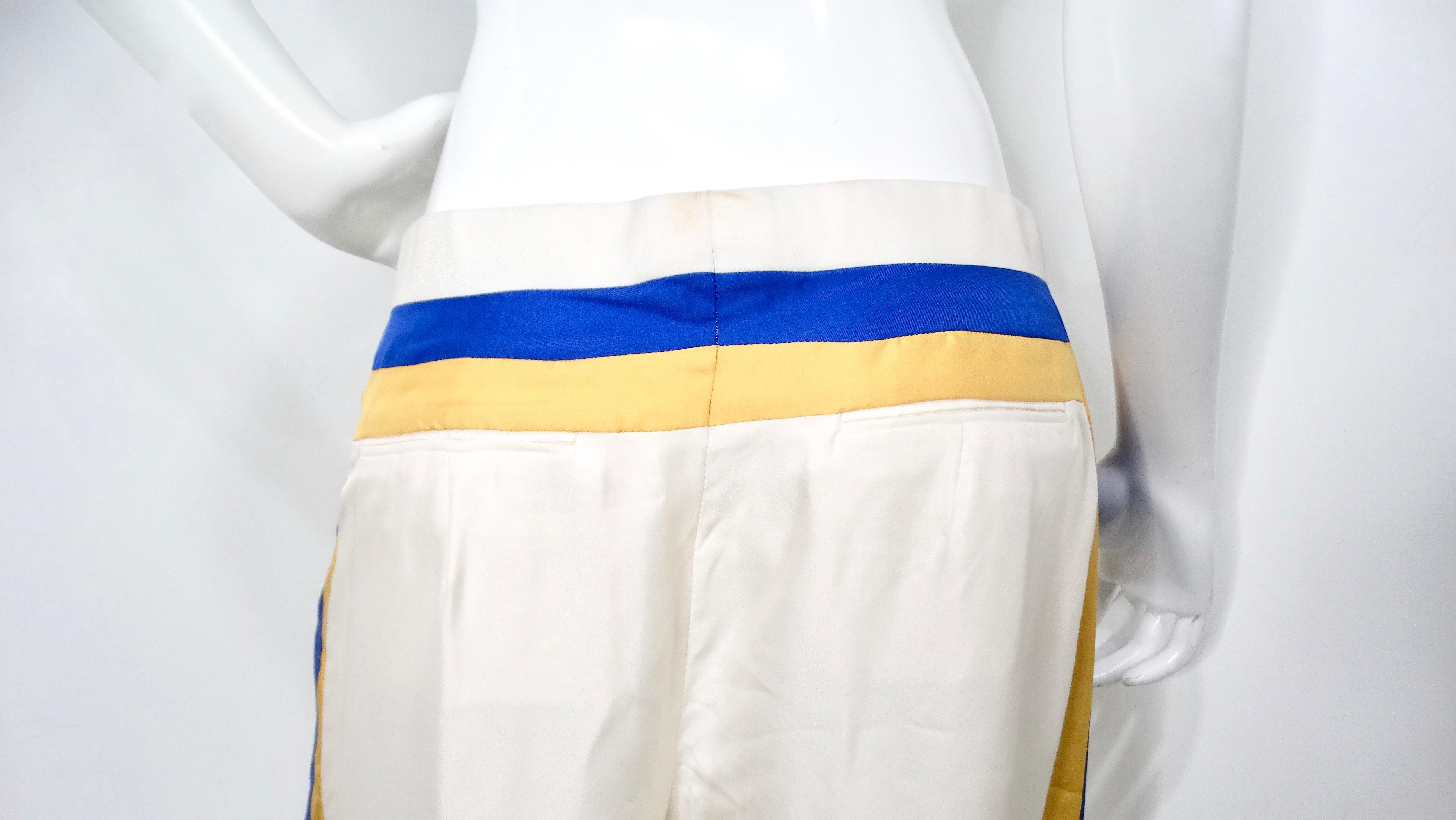 Phoebe Philo per Celine 2011: abito a righe di seta bianco sporco e pantaloni in vendita 1