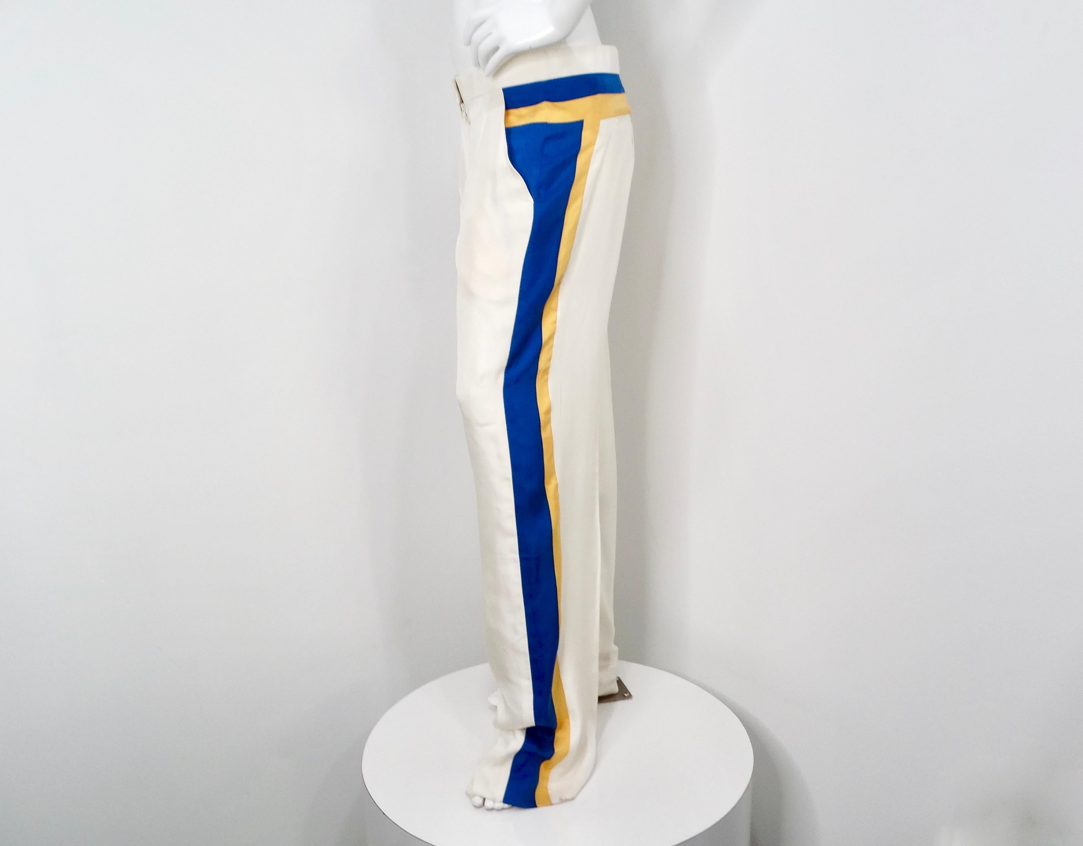 Phoebe Philo per Celine 2011: abito a righe di seta bianco sporco e pantaloni in vendita 2